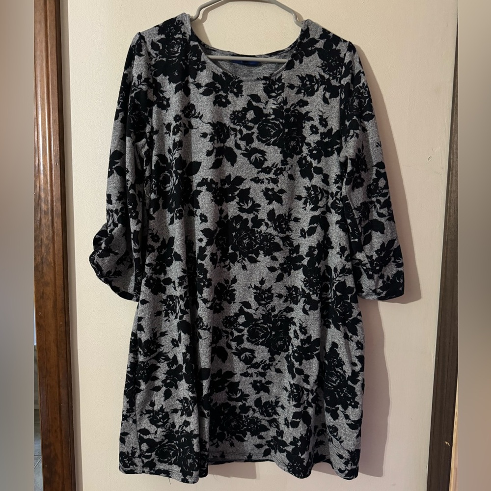 Apt. 9 Floral Knit Swing Dress - Size Large
